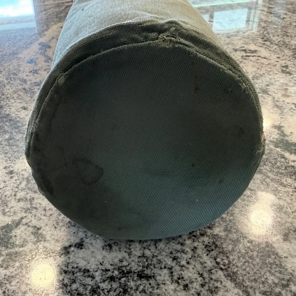 Vintage LL Bean Canvas Wine Bottle Carrier Bag Leather Trim Olive Green Freeport